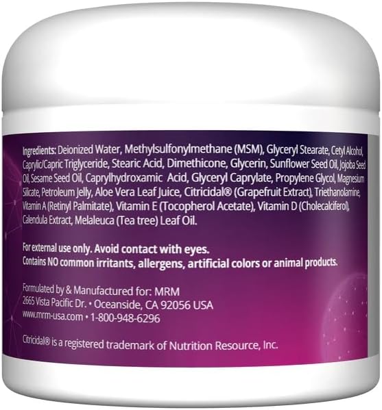 MRM Nutrition MSM Cream 4 Oz 113g