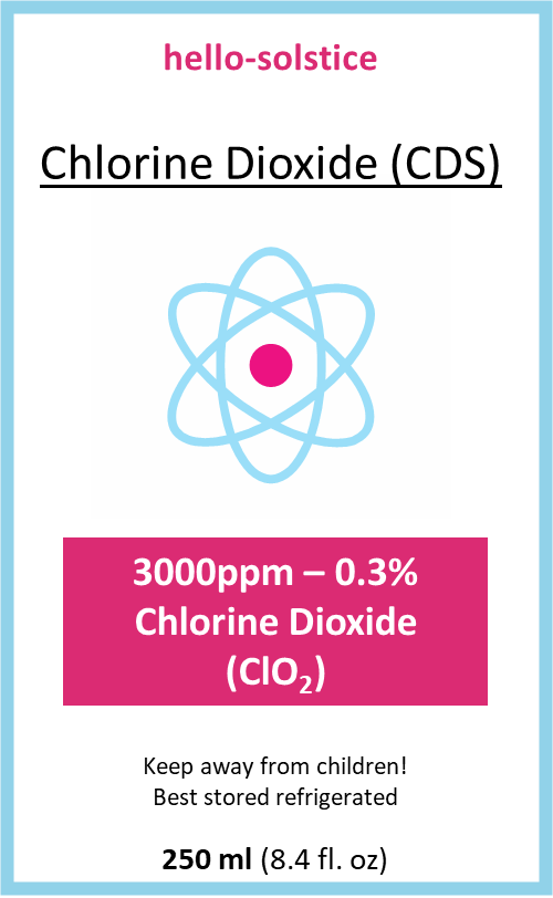 CDS Chlorine Dioxide 3000 ppm 0.3% ClO2 Water Purification Disinfectant Sodium Chlorite Hydrochloric Acid 250 ml